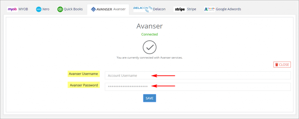 integrate with Avanser