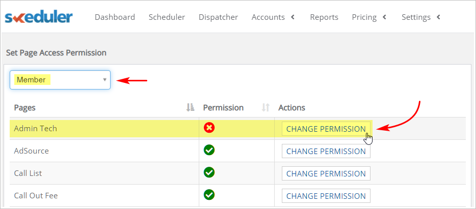 change user role permissions