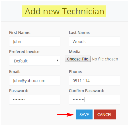 add new technician user