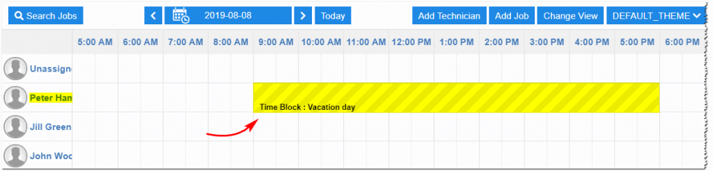 tome block on scheduler board