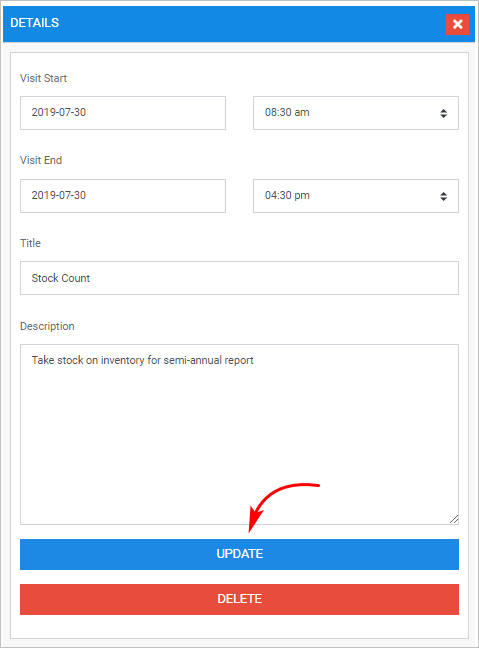 Time Block Details panel