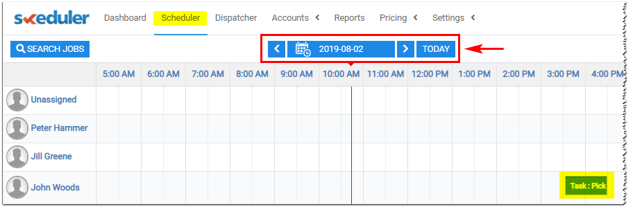 Task block on Scheduler board