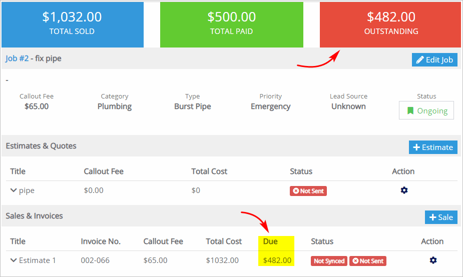 Confirming the outstanding balance change