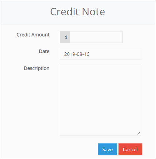 Credit Notes panel
