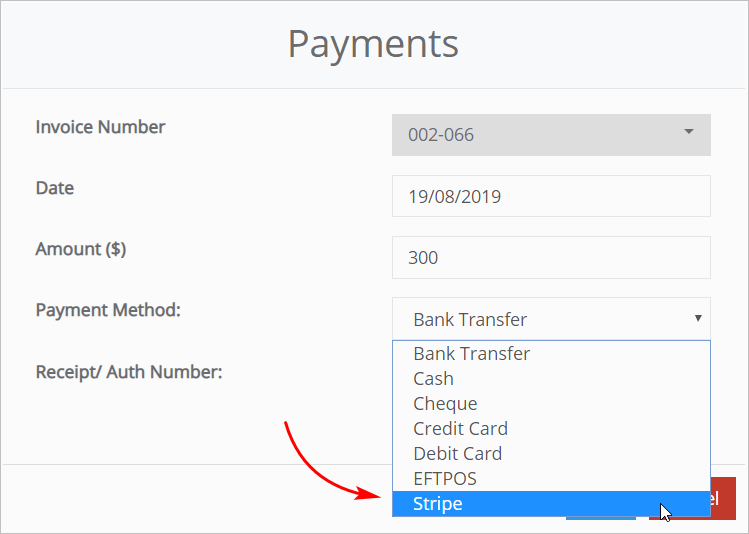 Selecting Stripe