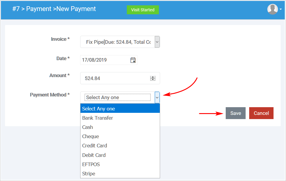 Selecting a payment method