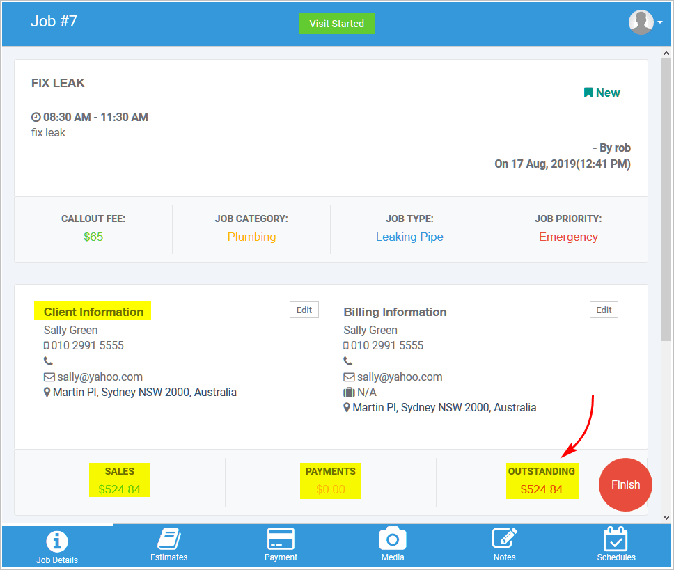 Locating the job card