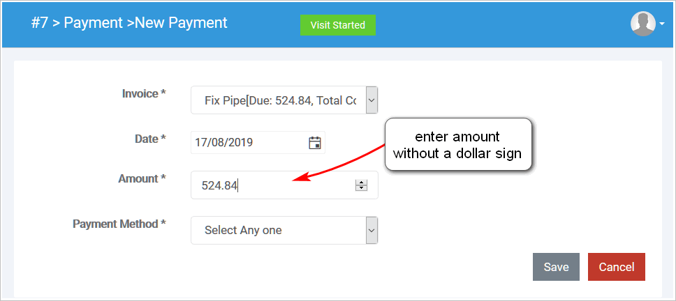 Entering a payment total