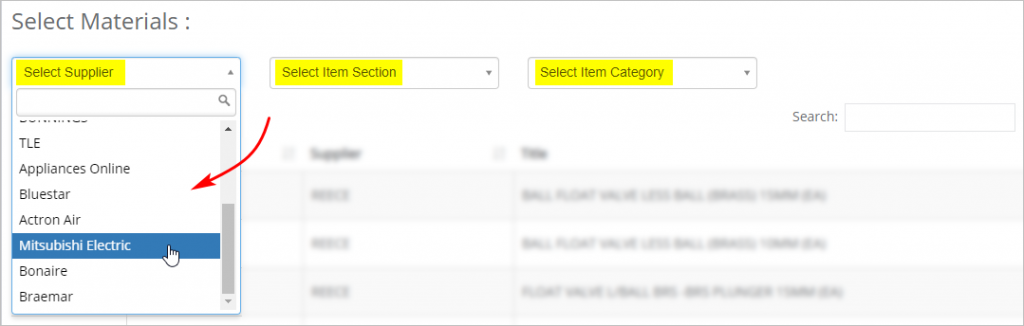 Selecting suppliers and categories